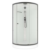 Душевая кабина DOMANI-Spa Simple 99 V1.2 Black accents С КРЫШЕЙ, низк поддон,белые стенки, Graphite