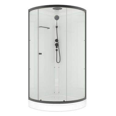 Душевая кабина DOMANI-Spa Simple 99 V1.2 Black accents С КРЫШЕЙ, низк поддон,белые стенки, Graphite