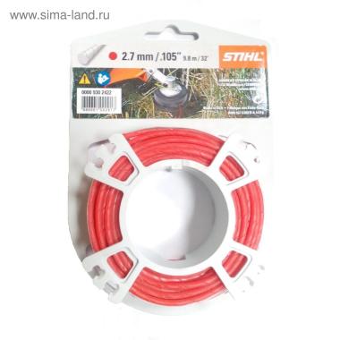 Струна триммерная круглого сечения 2,7 мм х 10 м красная бесшумная STIHL