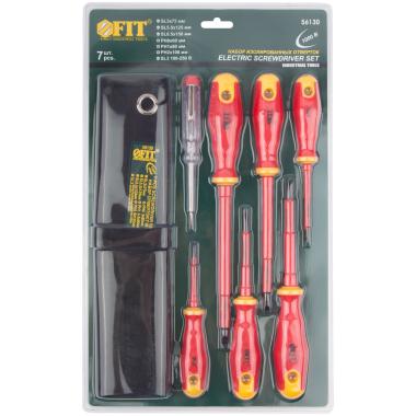 Отвертки изолированные 1000 В, crv сталь, прорезин. ручки, в нейлоновом конверте, 6 шт.+ 1 индикатор