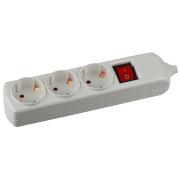 Розетка-колодка ЭРА 3гн с/з 16А выключатель Белый (материал поликарбонат)