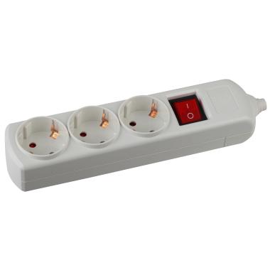 Розетка-колодка ЭРА 3гн с/з 16А выключатель Белый (материал поликарбонат)