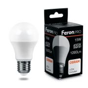 Лампа 15Вт Е27 4000К (шар матовый) LB-1015 Feron PRO арт.38036