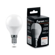 Лампа 7.5Вт Е14 4000К (шар матовый) LB-1407 Feron PRO