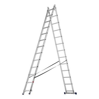 Лестница, 2х13 ступеней двухсекционная алюминиевая 3,64м (max h=6,55м), до 150 кг Сибртех