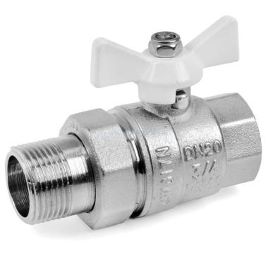 Кран шаровый американка латунь D 3/4", Вн/Нар, с барашковой ручкой