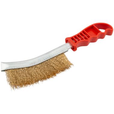 Корщетка с изогнутой пластиковой ручкой, латунированная тип В КУРС