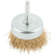 Корщетка, тип "чашка", со штифтом, стальная латунированная волнистая проволока 50 мм MOS
