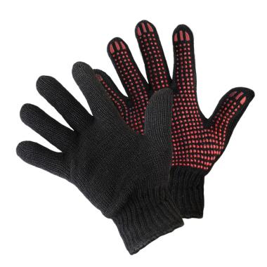 Перчатки вязаные двойные, с ПВХ-точкой, 95г. черные