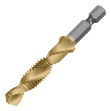 Сверло-метчик, М10 х 1,5 мм, заточка 135°, быстрорежущая сталь Р6М5, шестигранный хвостовик, Denzel