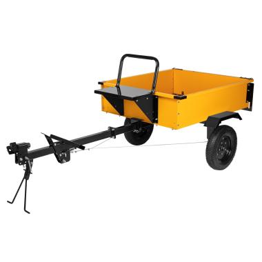 Прицеп для мотоблока TT-500, оцинк., груз до 500 кг, самосвал, рег. сцепка, колеса 4.00-10, Denzel