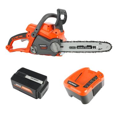 Пила цепная аккумуляторная PATRIOT СS 402XL 40В, 1 акб 2,5Ач и зу, бесщеточ, шина и цепь OREGON 12\'/30см 3/8"1.3мм 45 зв,безключевое натяжение, эл/мех тормоз цепи