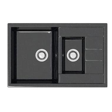 Мойка Модель 210/Q4 (черн.) матовая 755х500х218 с сифоном(391-11), герметиком, фрезой Gota Rocio.