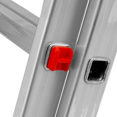 Лестница, 3х 7 ступеней трехсекционная алюминиевая 1,97м (h=2,82м; max h=3,94м), до 150кг, Сибртех