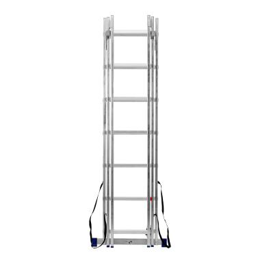 Лестница, 3х 7 ступеней трехсекционная алюминиевая 1,97м (h=2,82м; max h=3,94м), до 150кг, Сибртех