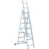 Лестница, 3х 7 ступеней (L=1,97м; h=2,82м; макс.h=3,94м) алюминиевая, трехсекционная, Россия,Сибртех