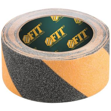 Лента клейкая противоскользящая, черно-желтая 50 мм x 5 м FIT