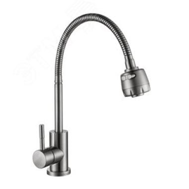 Смеситель для кухни, с гибким выдвижным изливом,аэратор 2-режимный, 11360, GOLDEN FOX