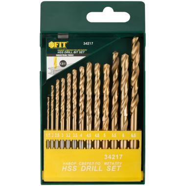 Набор сверл hss по металлу, титановое покрытие, 13 шт. (1,5-6,5 мм) ФИТ