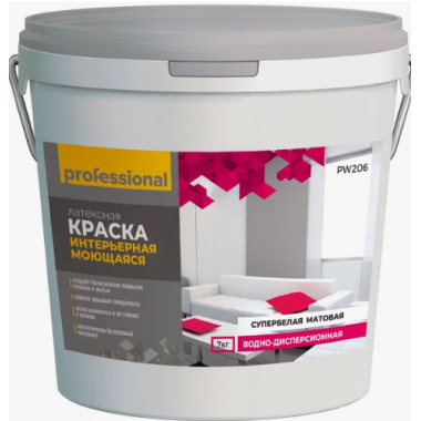 Краска ВД Professional РW206 интерьер/моющ супербелая 7кг