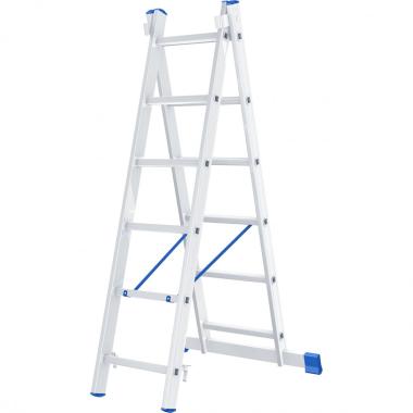 Лестница, 2х 6 ступеней двухсекционная алюминиевая 1,68м (max h=3м), до 150кг, Сибртех