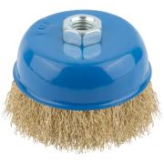 Корщетка, тип "чашка", гайка М14, стальная латунированная волнистая проволока 100 мм MOS