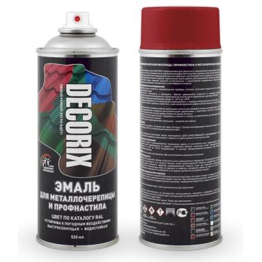 Эмаль аэроз. DECORIX  д/металлочереп. винно-красный  RAL3005  520мл