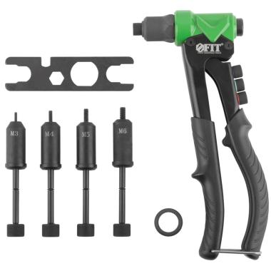 Заклепочник комбинированный Профи для резьбовых заклепок М3-М6 и вытяжных заклепок 2,4-4,8 мм (235 мм) ФИТ