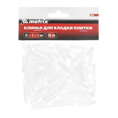 Клинья, 30 х 6 х 5мм, для кладки плитки, 100шт/уп, Matrix