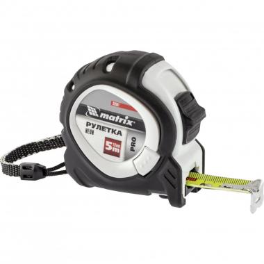 Рулетка 5 м х 19 мм, 3 фиксации, обрезиненная, "Neon Pro", Matrix