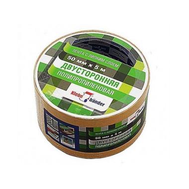 Лента клейкая двухсторонняя, полипропиленовая, 50мм*25м, в инд.упаковке, Klebebander