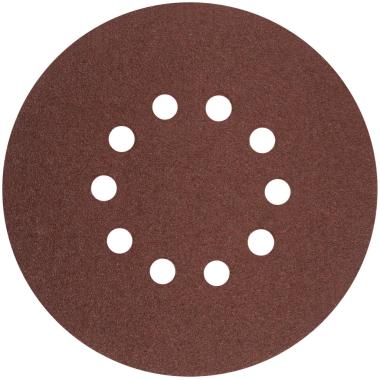 Круги абразивные на ворсовой подложке под "липучку", перфорированный, P40, 225 мм, 5 шт FIT