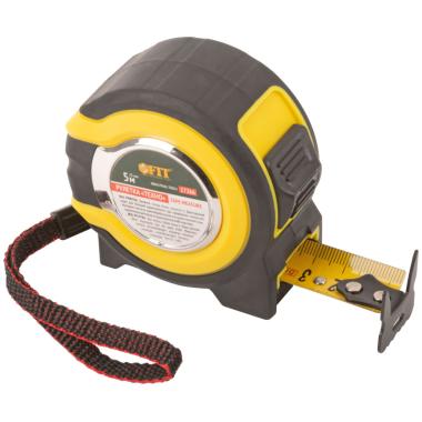 Рулетка 5 м x 25 мм, 2кл.точности, двойной стопор, двойной зацеп, прорезиненная, Техно, FIT