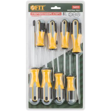 Отвертки "Старт", crv сталь, прорезиненные ручки, магнитный наконечник, блистер, набор 8 шт. ФИТ