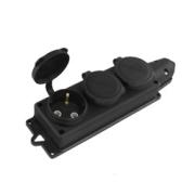 Розетка-колодка каучук 3гн. с/з 16А