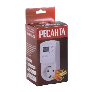 Блок защиты по напряжению "Ресанта" АЗМ 16AРД регулируемый (с дисплеем, в розетку)