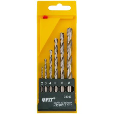 Набор сверл по металлу hss полированных, 6 шт. (2-3-4-5-6-8 мм)