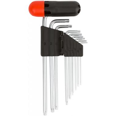 Ключи "звездочки" 9 шт. crv Т10-Т50, с отверстием, длинные, с пласт.Т-обр.ручкой, Профи Фит