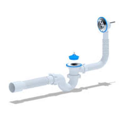 Обвязка на ванну, 1 1/2*40, с гофрой 40*50, плоский с переливом, V155, Aquant