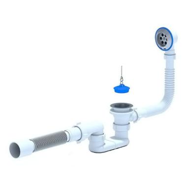 Обвязка на ванну, 1 1/2*40, с гофрой 40*50, плоский с переливом, Е055/ЕС055S/ЕС055, АНИпласт