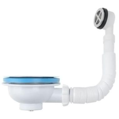 Перелив д/мойки гибкий, круглый, вертикальный, 1/2", NV320Бел-40PS, Aquant