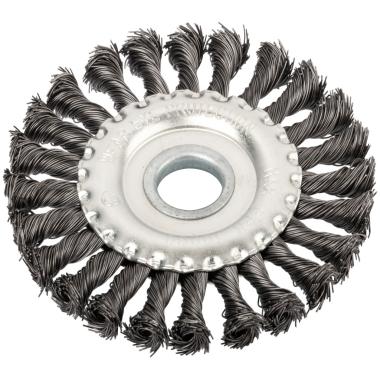 Корщетка, тип "колесо", посадочный диаметр 22,2 мм, стальная витая проволока 125 мм, MOS