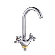 Смеситель д/кухни шар. с 2-мя рукоятками высоким изливом с гайкой, G312310, Kreshel Gota Rocio