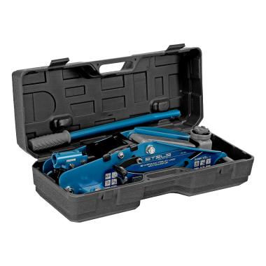 Домкрат гидравлический подкатной с фиксатором, 2.5 т, Safety Pin,h 140-385 мм, в кейсе, Stels