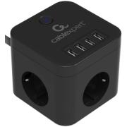 Удлинитель куб ПВС 3х0,75мм2 3гн.1,5м / 4хUSB с/з ЭРА