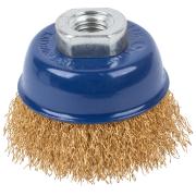 Щетка для УШМ, М14, тип "Чашка", латунированная витая проволока 0,3 мм, 65 мм, cutop profi