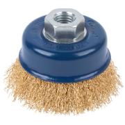 Щетка для УШМ, М14, тип "Чашка", латунированная витая проволока 0,3 мм, 75 мм, cutop profi