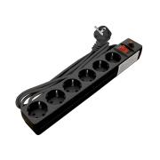 Сетевой фильтр Универсал 6гнёзд 1.8м ПВС 3х0,75 2200Вт черный