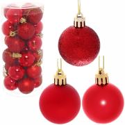 Шар 4 см, (набор 24 шт) "Микс фактур", Красный, 201-0623